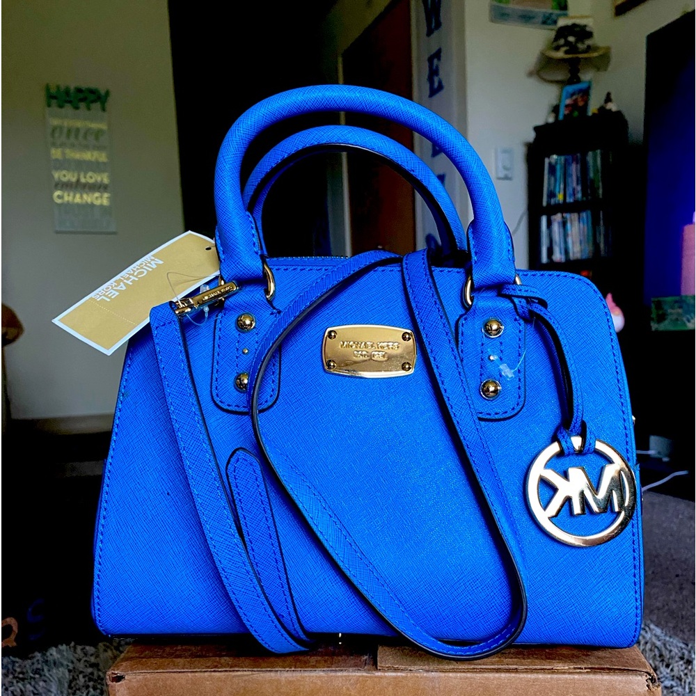 NWT Michael Kors Heritage Blue Saffiano Leather Small Satchel